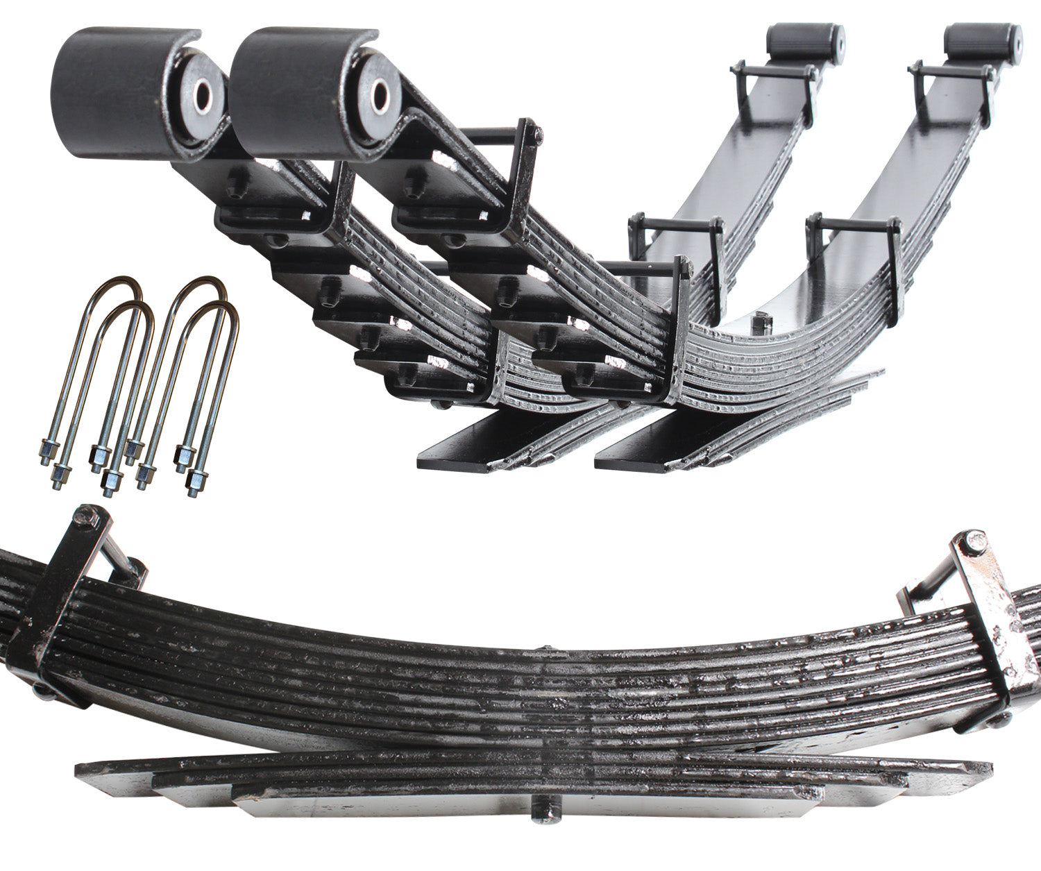 19-24 RAM 3500 4X4 DIESEL +2000LBS XHD PROGRESSIVE LEAF SPRING KIT – 1″ LIFT Display of Included Parts 