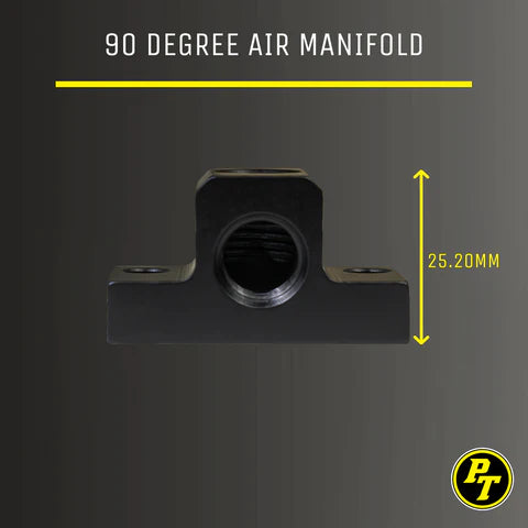 90 Degree Air Manifold with mounting holes - 1/4 FNPT Female threads