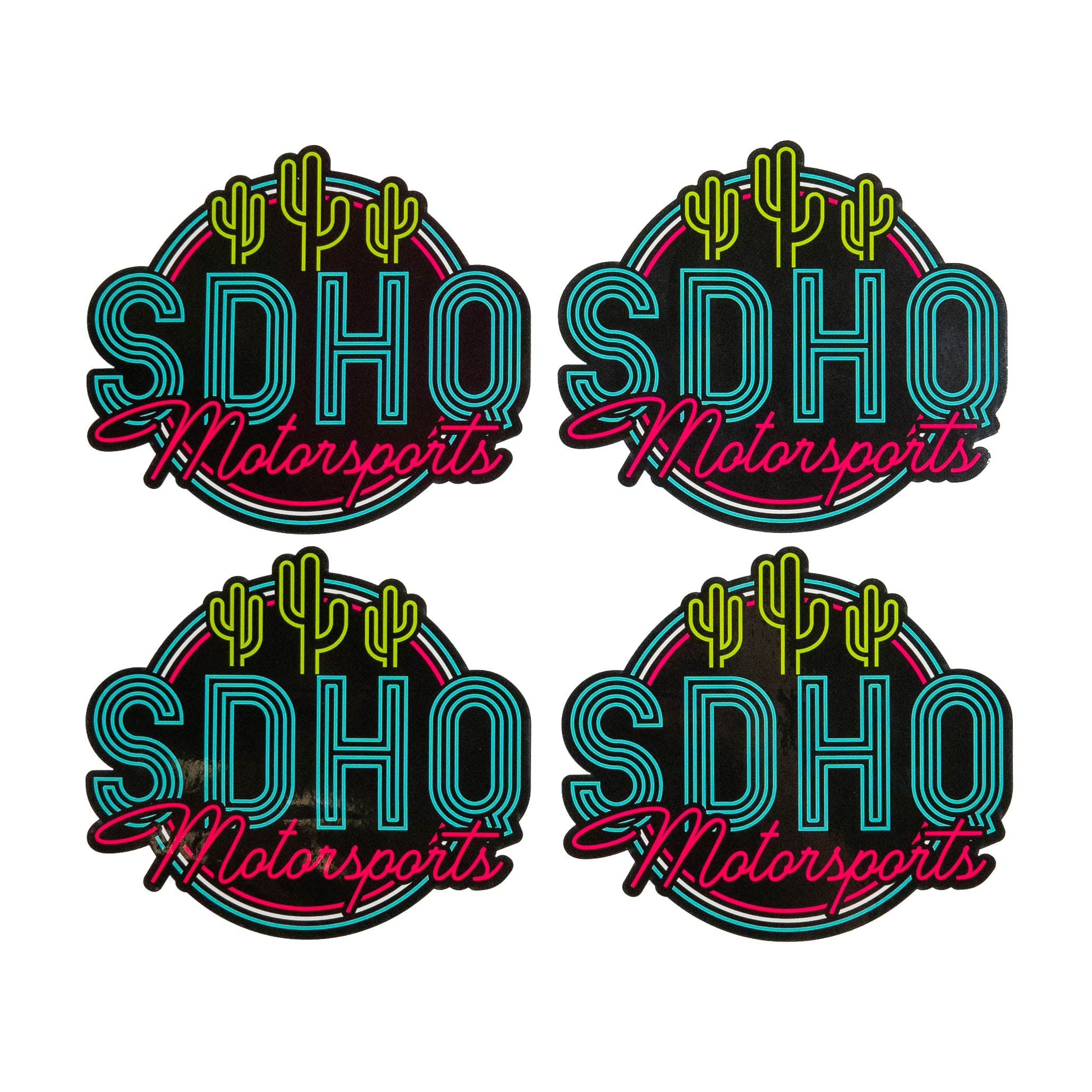 SDHQ Motorsports Neon Sign Stickers - 4 Pack