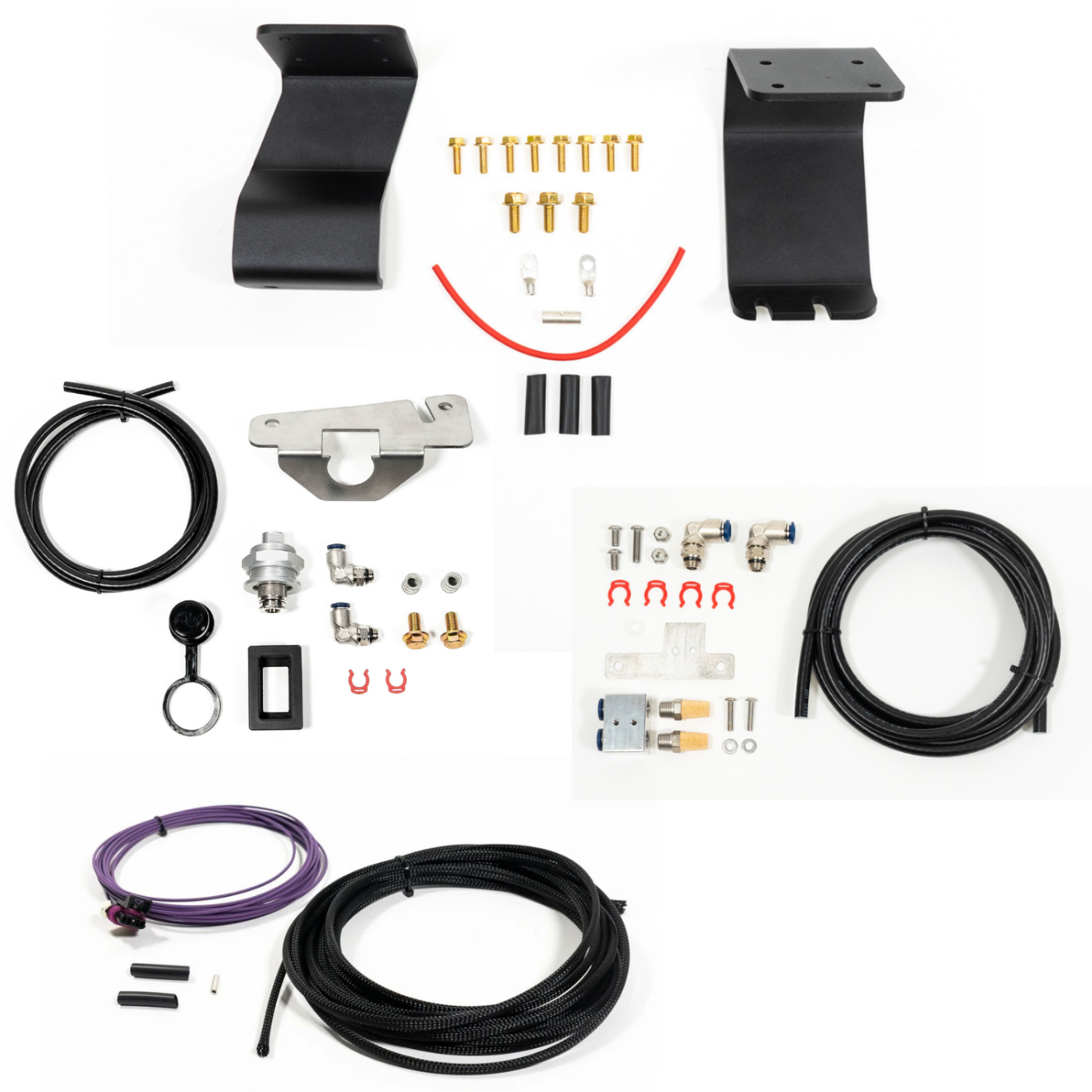 SDHQ Built '23-25 Sequoia ARB Twin Compressor Mounting Kit display of included parts and hardware 