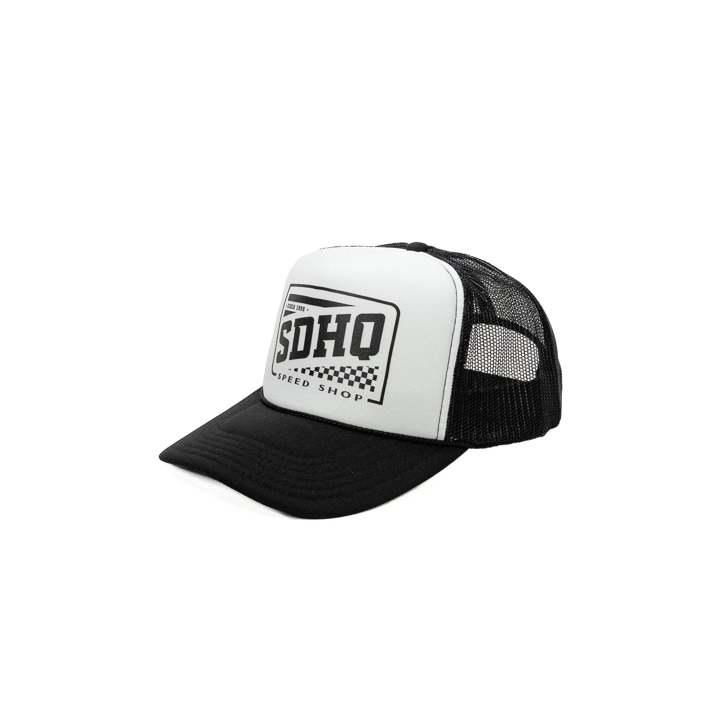 SDHQ Speed Shop Trucker Hat - Black & White