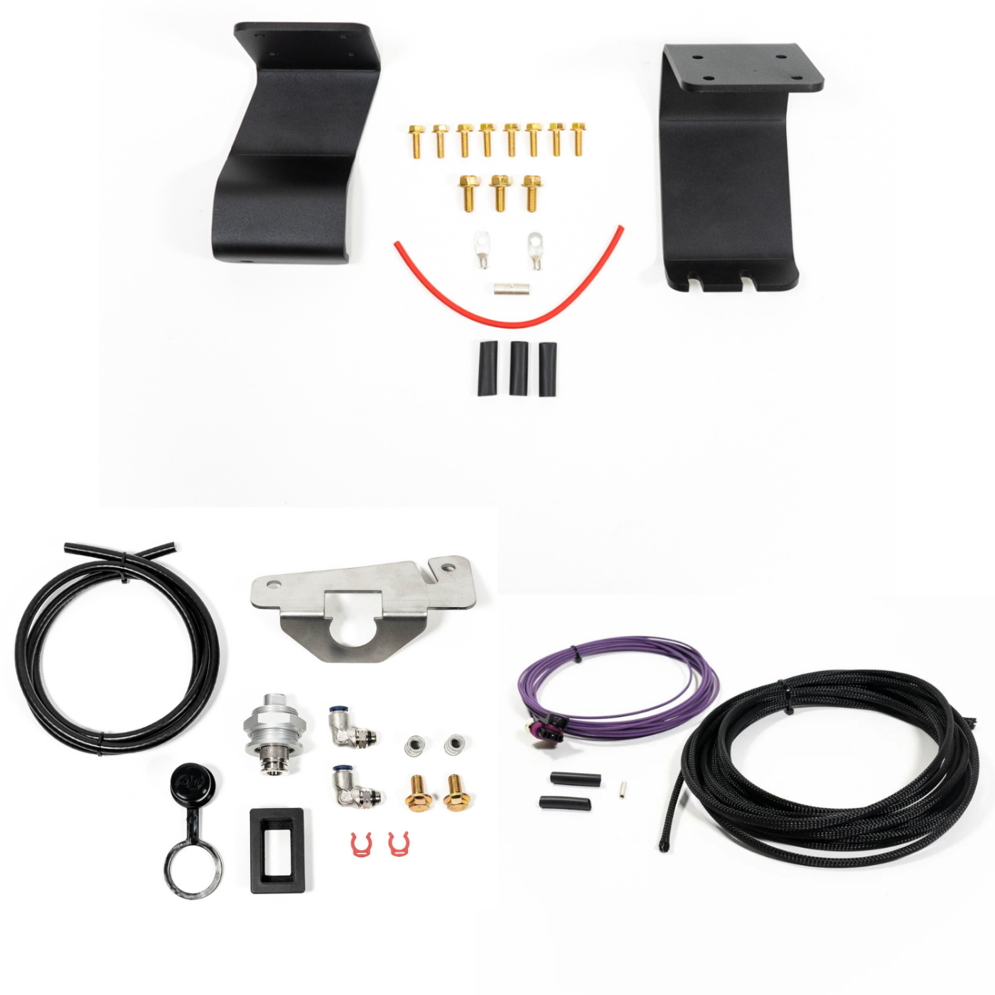 SDHQ Built '23-25 Sequoia ARB Twin Compressor Mounting Kit display of included parts and hardware 