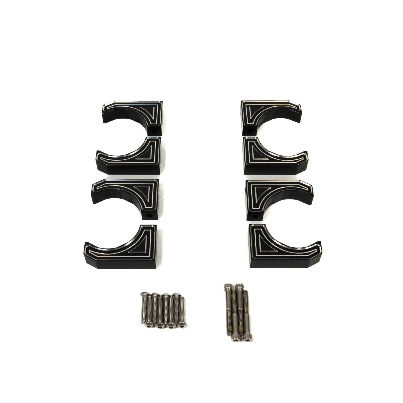 SDHQ Built 2023-2025 Ford Super Duty Front Billet Reservoir Mounts display of included mounts