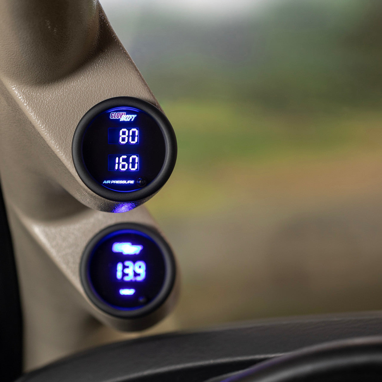 10 Color Digital Dual Air Pressure Gauge Close-up Display 