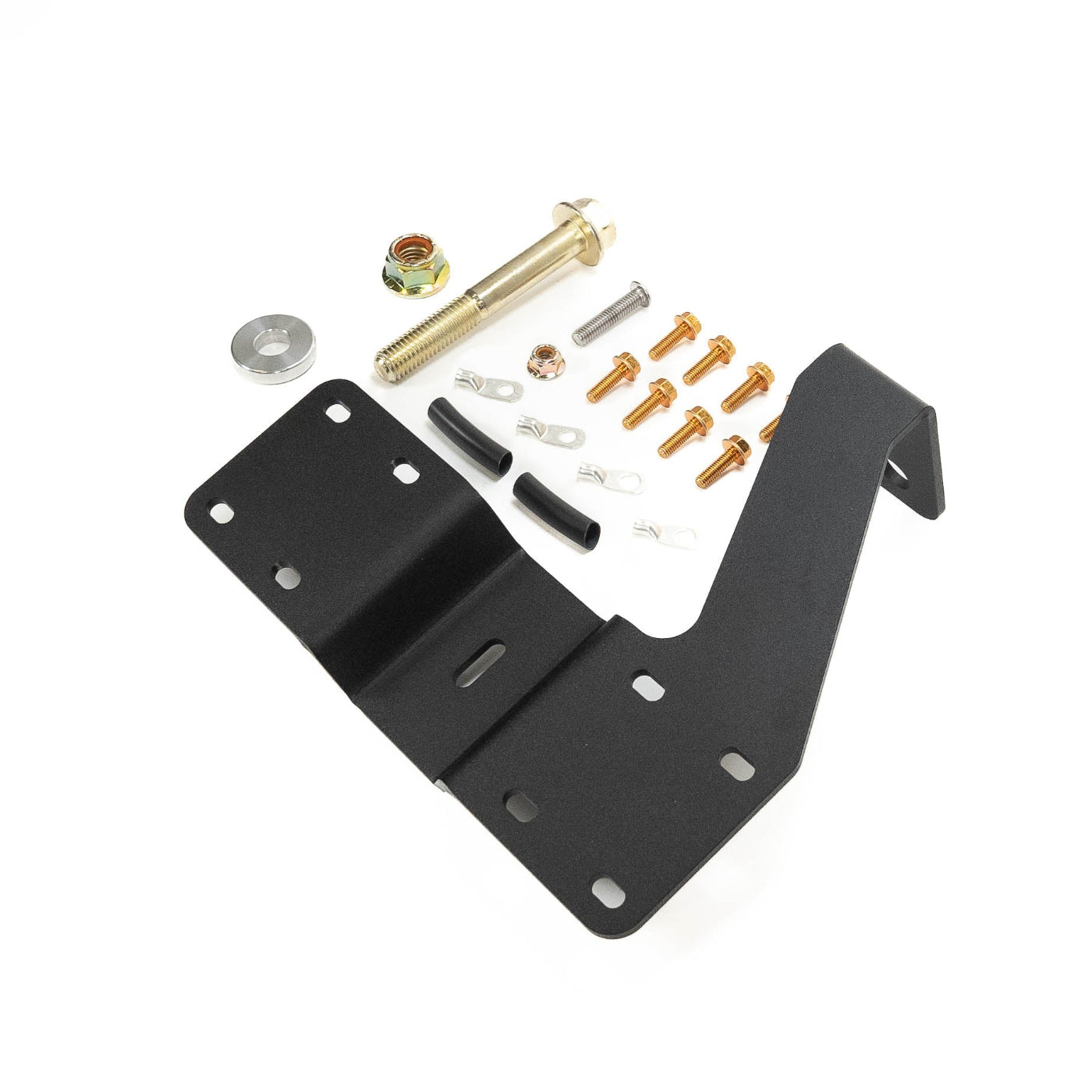 SDHQ Built '24+ Tacoma Air Compressor Mount display of included parts and hardware 