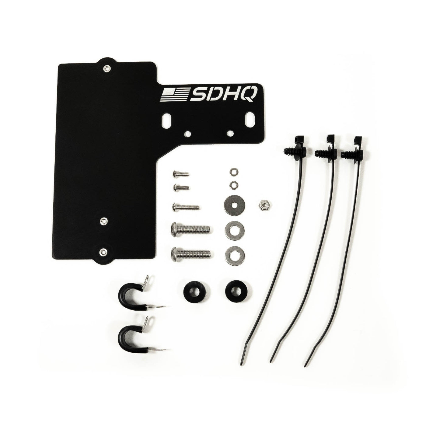 '16-23 Toyota Tacoma SDHQ Built Complete Overhead SP-9100 Mounting Kit display of included power module mount parts and hardware 