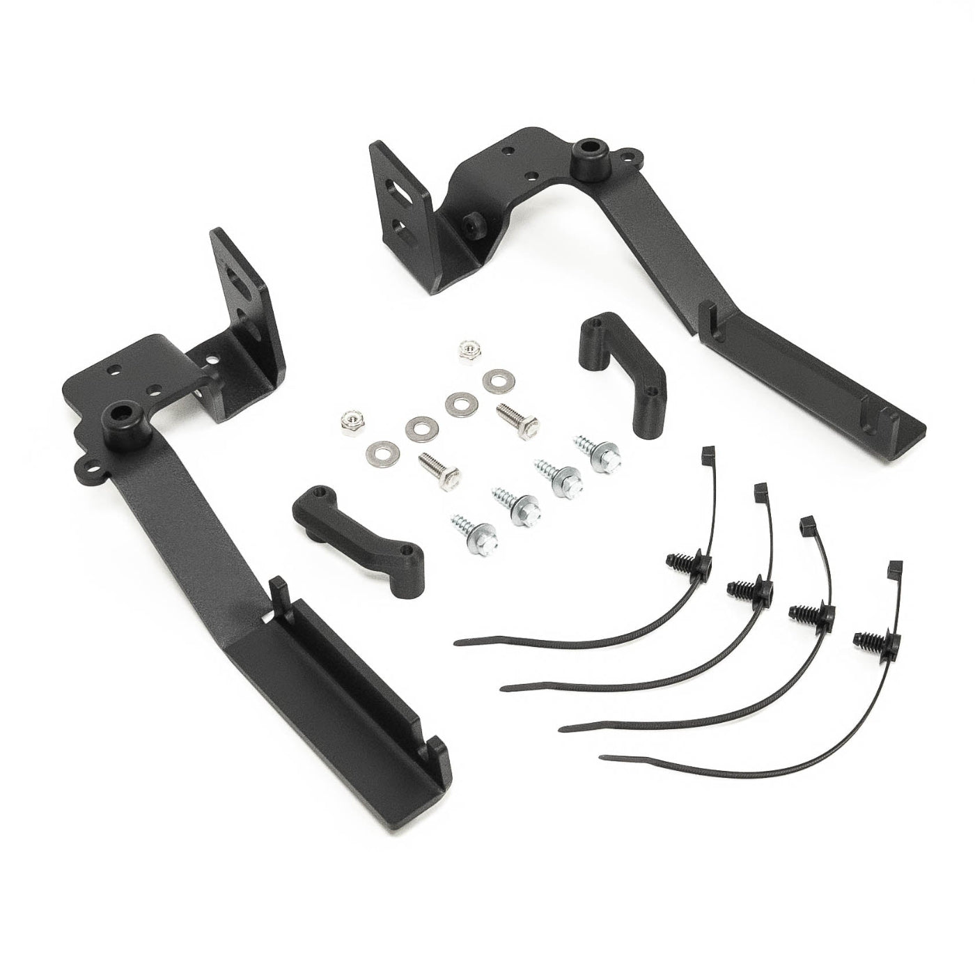 2016-2024 Titan / Titan XD SDHQ Built A-Pillar Light Mounts display of included parts and hardware 