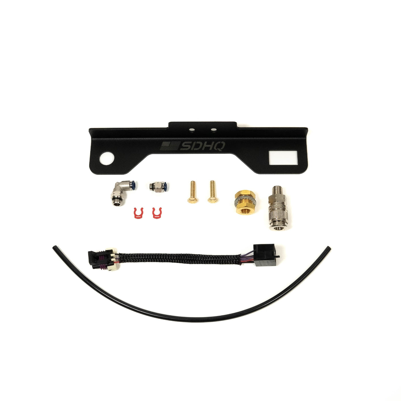 2022-2024 SDHQ Built Tundra Crewmax Air Chuck and Switch Mount Kit Display of included parts and hardware 