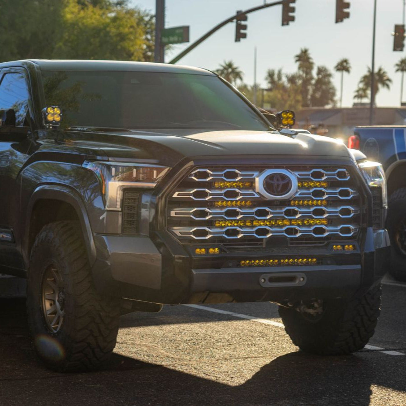 SDHQ Built '22-24 Tundra Hidden Winch Mount 20" Light Bar Mounting Bracket Kit installed 