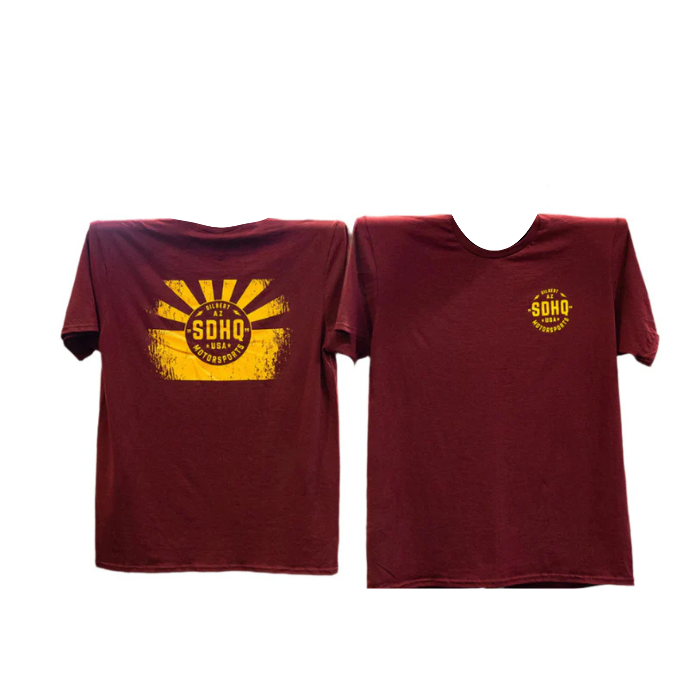 SDHQ Motorsports Maroon and Gold T-Shirt