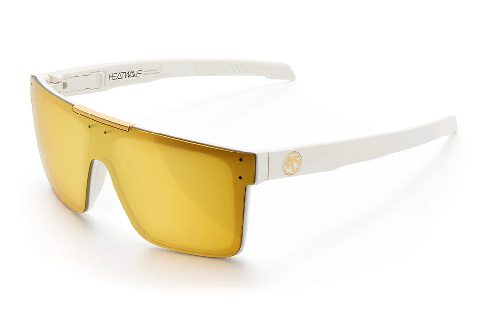 Performance Quatro Sunglasses: GLOSS WHITE Gold Lens Z87+