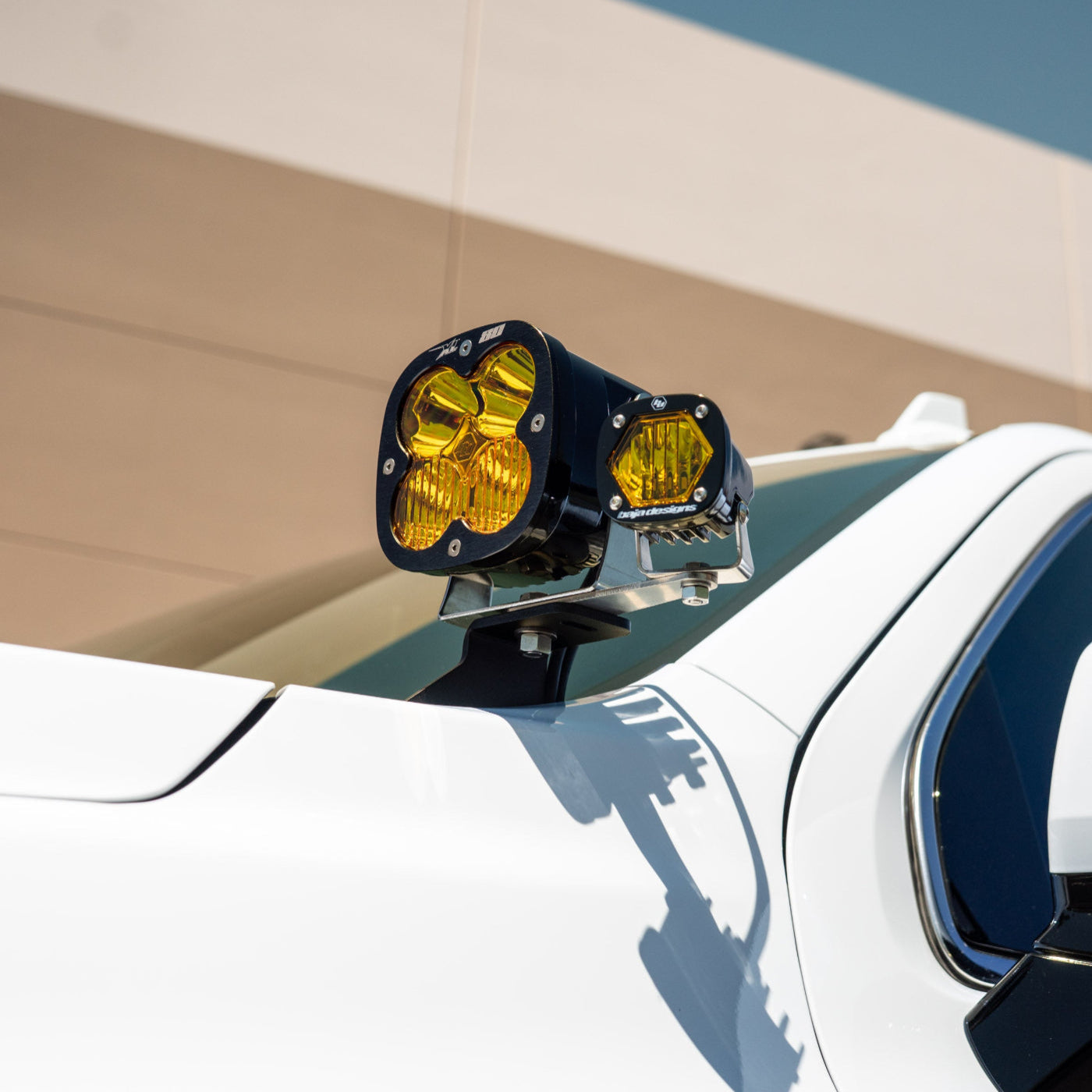 SDHQ Built 2021-2025 Yukon/Yukon XL A-Pillar Light Mounts installed - close-up 