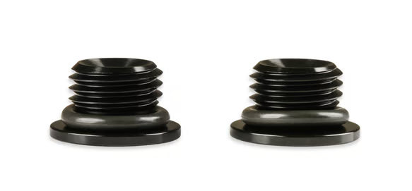 Earl's -4 AN Port Plug w/ O-Ring Seal, Black Anodized Aluminum - 2 pieces Front View Black