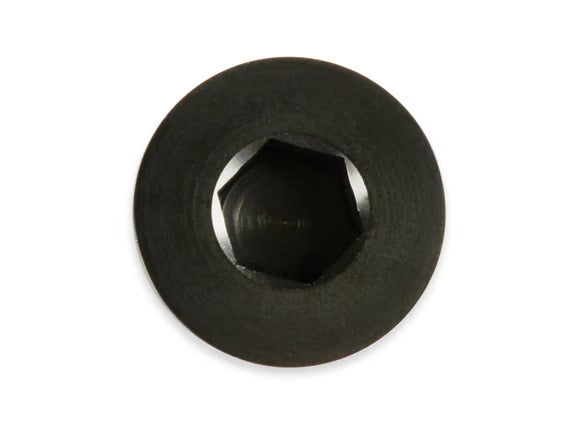 Earl's -8 AN Port Plug w/ O-Ring Seal, Black Anodized Aluminum Top View Black