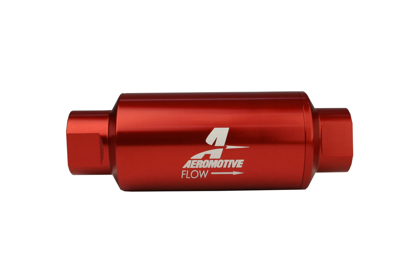 40 Micron Red Fuel Filter with ORB-10 Ports & Stainless Mesh Element Front View