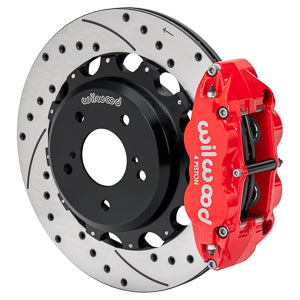 Forged Narrow Superlite 4R Big Brake Rear Brake Kit For OE Parking Brake Drilled/Slotted RED 240SX | 300ZX | Skyline R32 | 17" Wheel Diameter Minimum