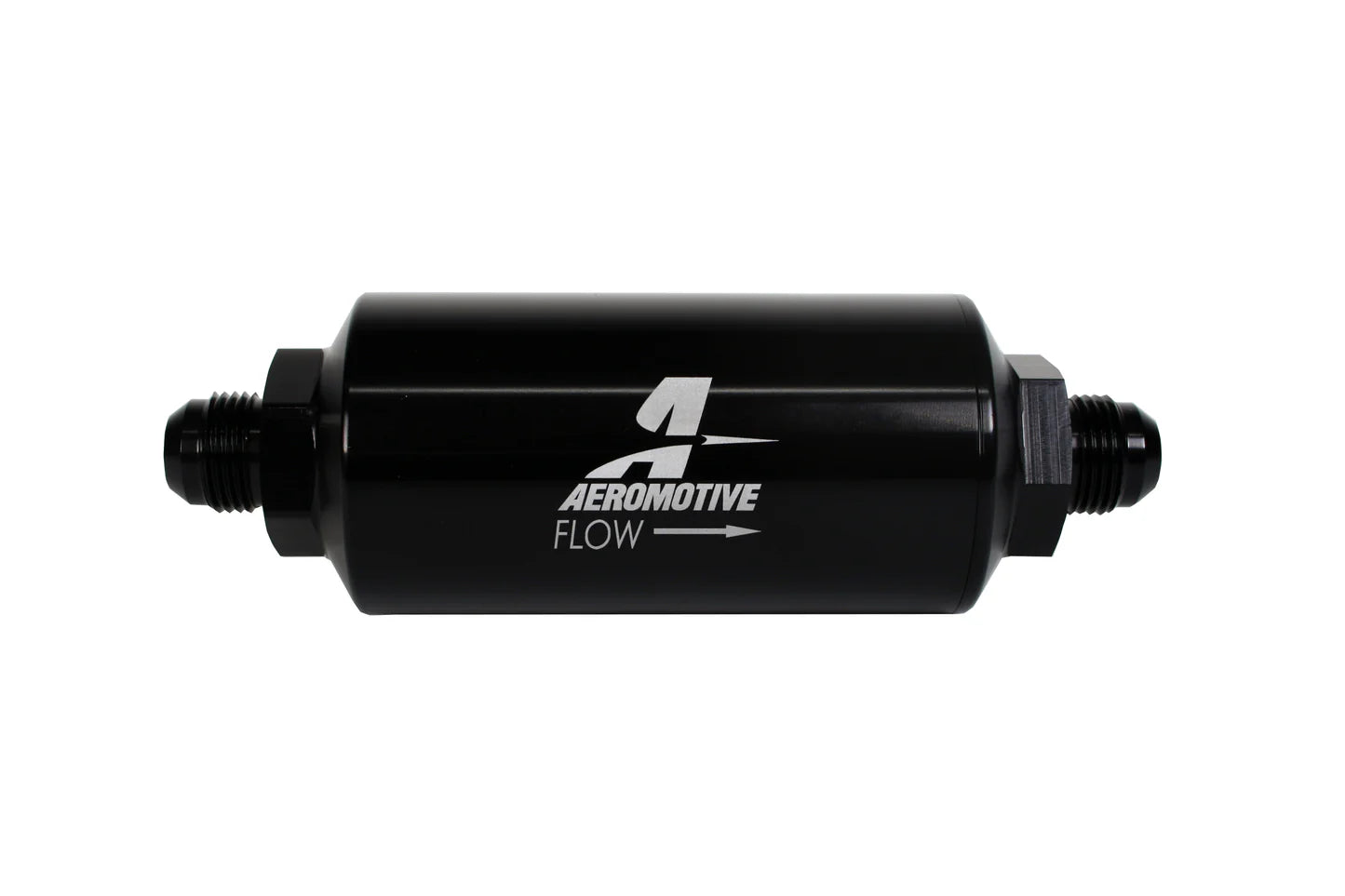 10 Micron Black Fuel Filter with Male AN-08 Ports & Cellulose Element Front View