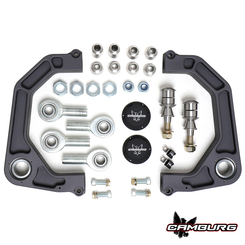 '19-23 Ford Ranger Camburg Kinetik Billet Upper Control Arms Display of Included Parts 