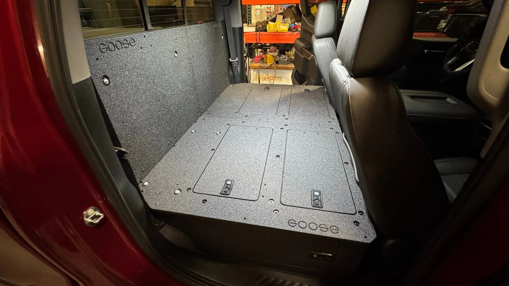 CHEVY - SILVERADO - 4TH GEN - GMC - SIERRA - 2019-PRESENT - 5TH GEN - EXPLORE SERIES - CREW CAB - SEAT DELETE PLATE SYSTEM - SECOND ROW - 100% Front View