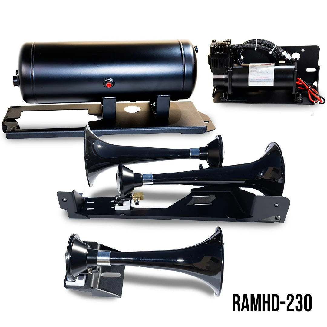 DIRECT FIT TRAIN HORN AND ONBOARD AIR SYSTEMS FOR 2014-2025 RAM HD 2500/3500