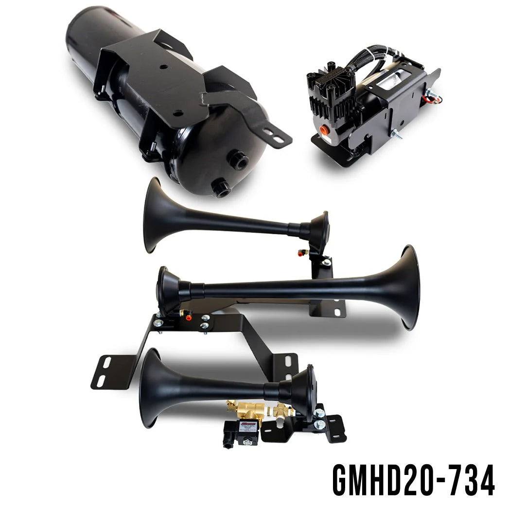 DIRECT FIT TRAIN HORN AND ONBOARD AIR SYSTEMS FOR 2020-2025 GM 2500HD/3500HD