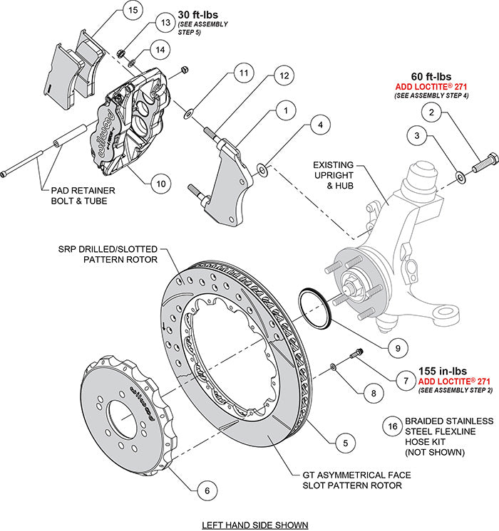Forged Narrow Superlite 6R Big Brake Front Brake Kit (Hat) Drilled/Slotted RED Skyline R33 | 17" Wheel Diameter Minimum