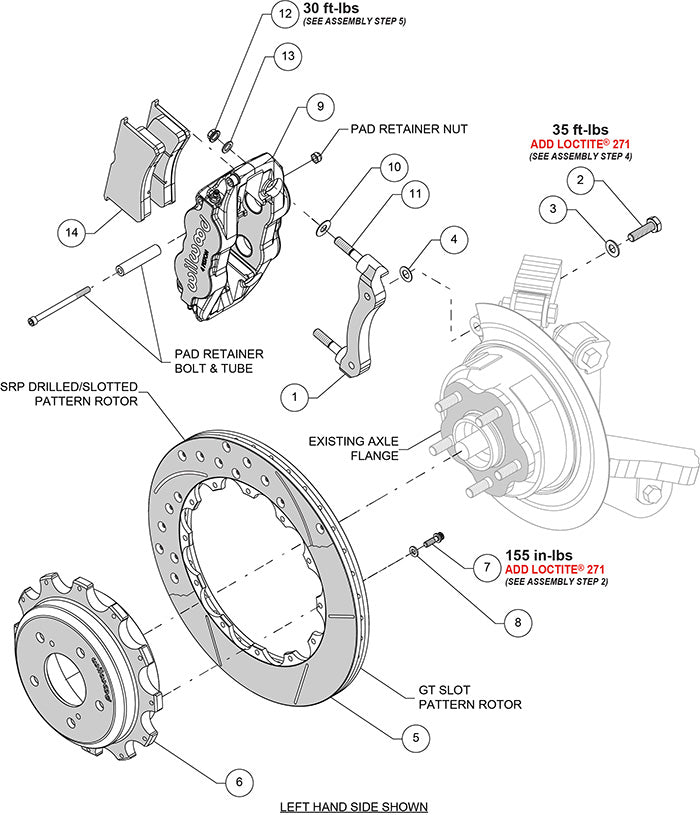 Forged Narrow Superlite 4R Big Brake Rear Brake Kit For OE Parking Brake Drilled/Slotted RED Skyline R33/R34 | 17" Wheel Diameter Minimum
