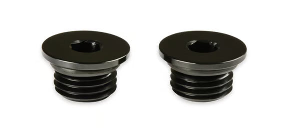 Earl's -6 AN Port Plug w/ O-Ring Seal, Black Anodized Aluminum - 2 pieces Front View Black