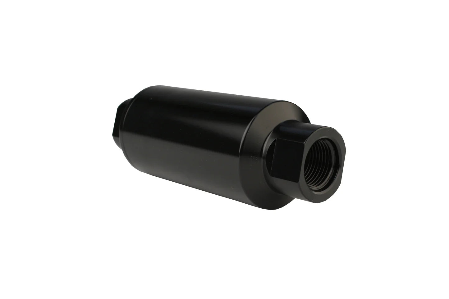 100 Micron Black Fuel Filter with ORB-10 Ports & Stainless Mesh Element Front View