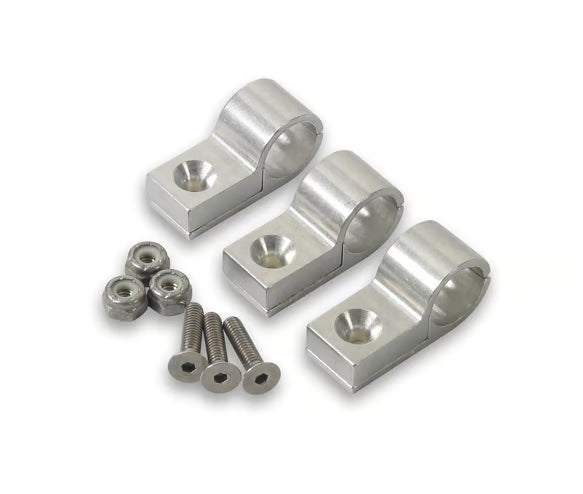 Earl's Line Clamp, 3/16", Package Of 6, Polished Front View Silver