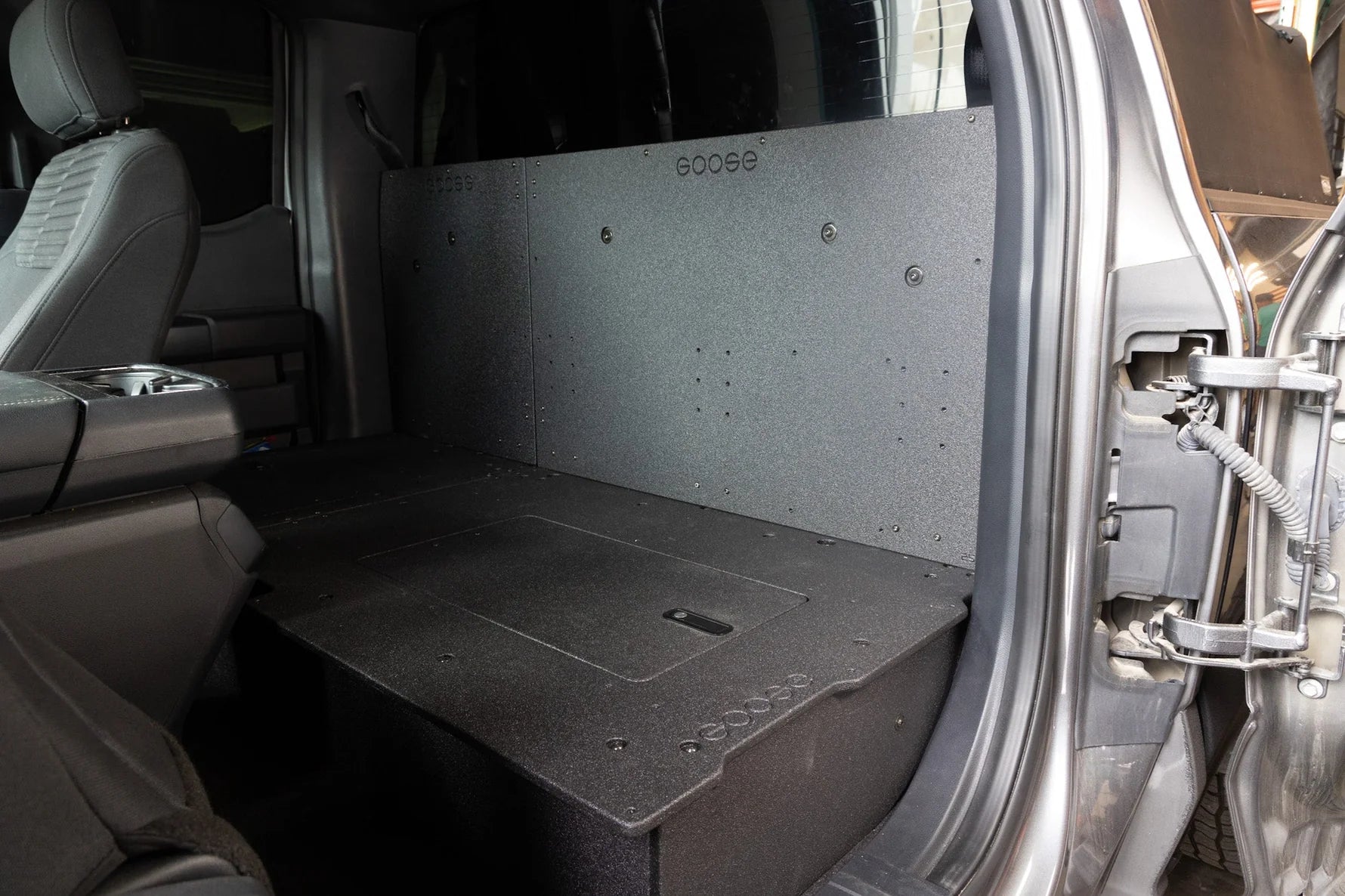 Ford F150 2015-Present 13th & 14th Gen. SuperCab - Second Row Seat Delete Plate System Front View