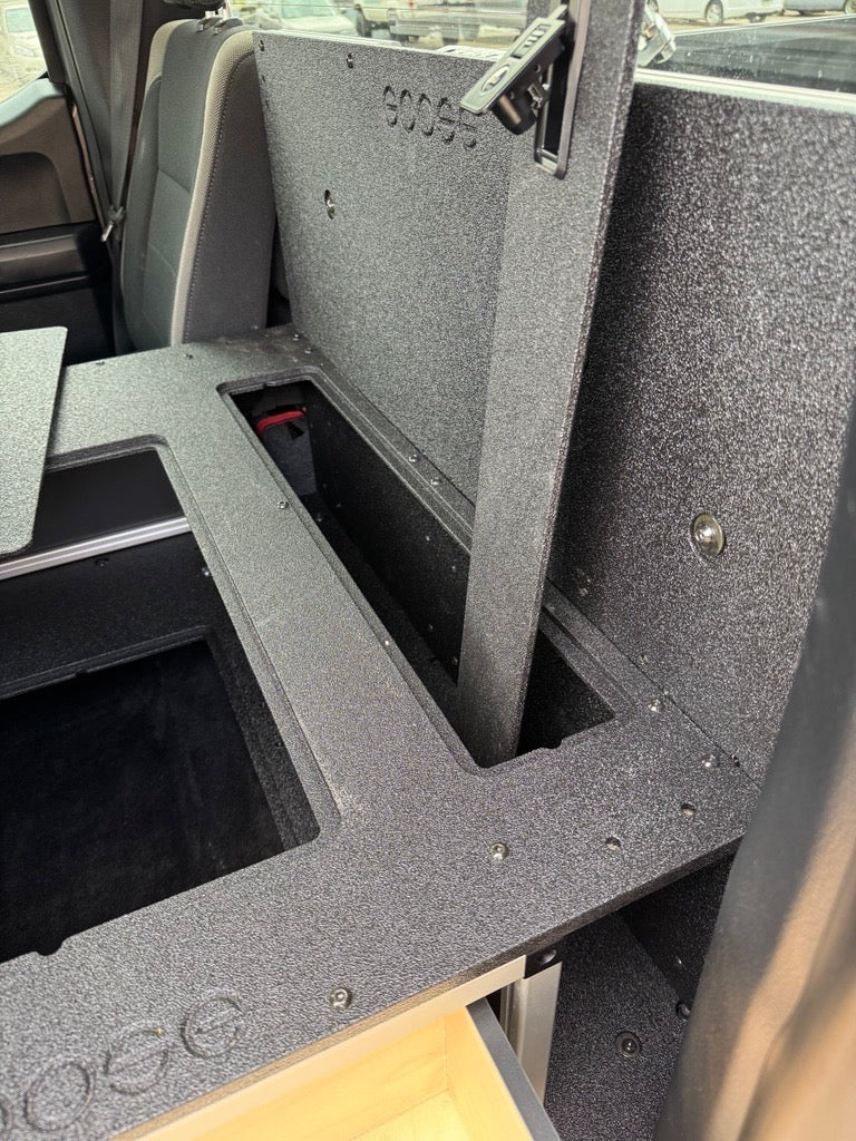 Ford - F250-F550 - 2017-Present - 4th-5th Gen - Super Cab - without the center mounted B&O Subwoofer - Explore Series - Single Drawer Module - With Fitted Top Plate Front View