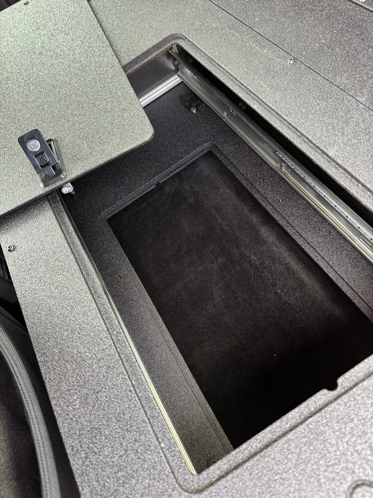 Ford - F250-F550 - 2017-Present - 4th-5th Gen - Super Cab - without the center mounted B&O Subwoofer - Explore Series - Single Drawer Module - With Fitted Top Plate Front View