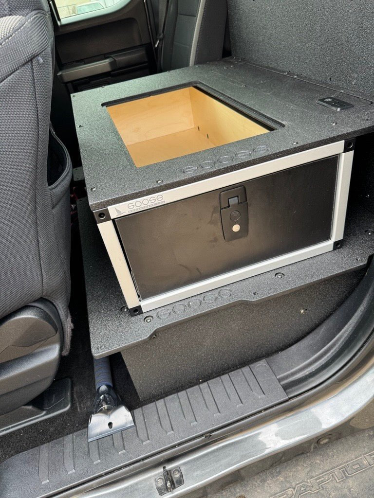 Ford - F250-F550 - 2017-Present - 4th-5th Gen - Super Cab - without the center mounted B&O Subwoofer - Explore Series - Single Drawer Module - With Fitted Top Plate Front View