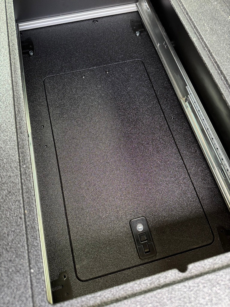 Ford - F250-F550 - 2017-Present - 4th-5th Gen - Super Cab - without the center mounted B&O Subwoofer - Explore Series - Single Drawer Module - With Fitted Top Plate Front View