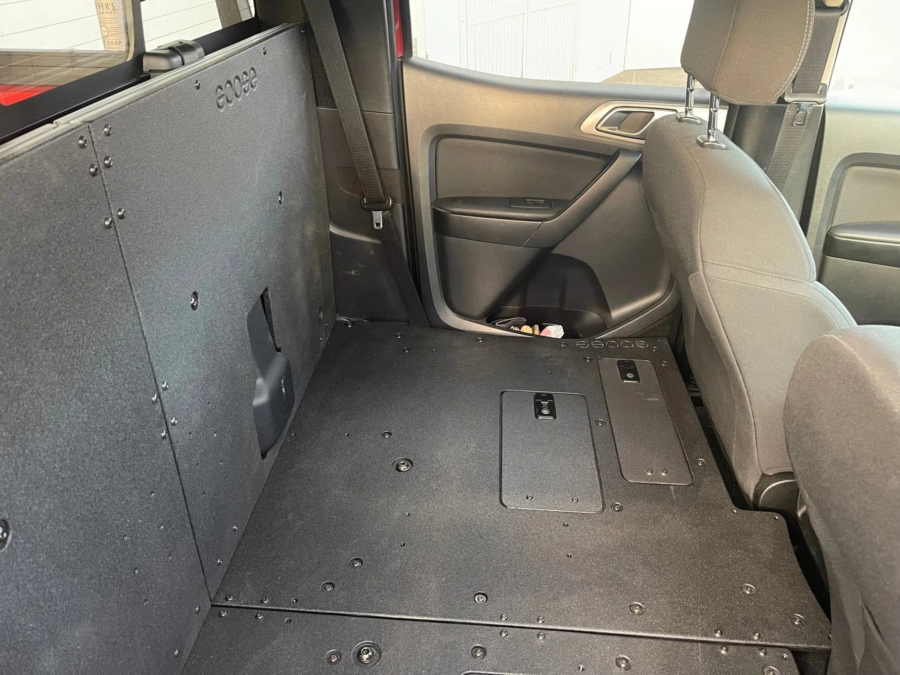 Ford Ranger 2019-2023 4th Gen. Super Crew - 100% Second Row Seat Delete Plate System Front View