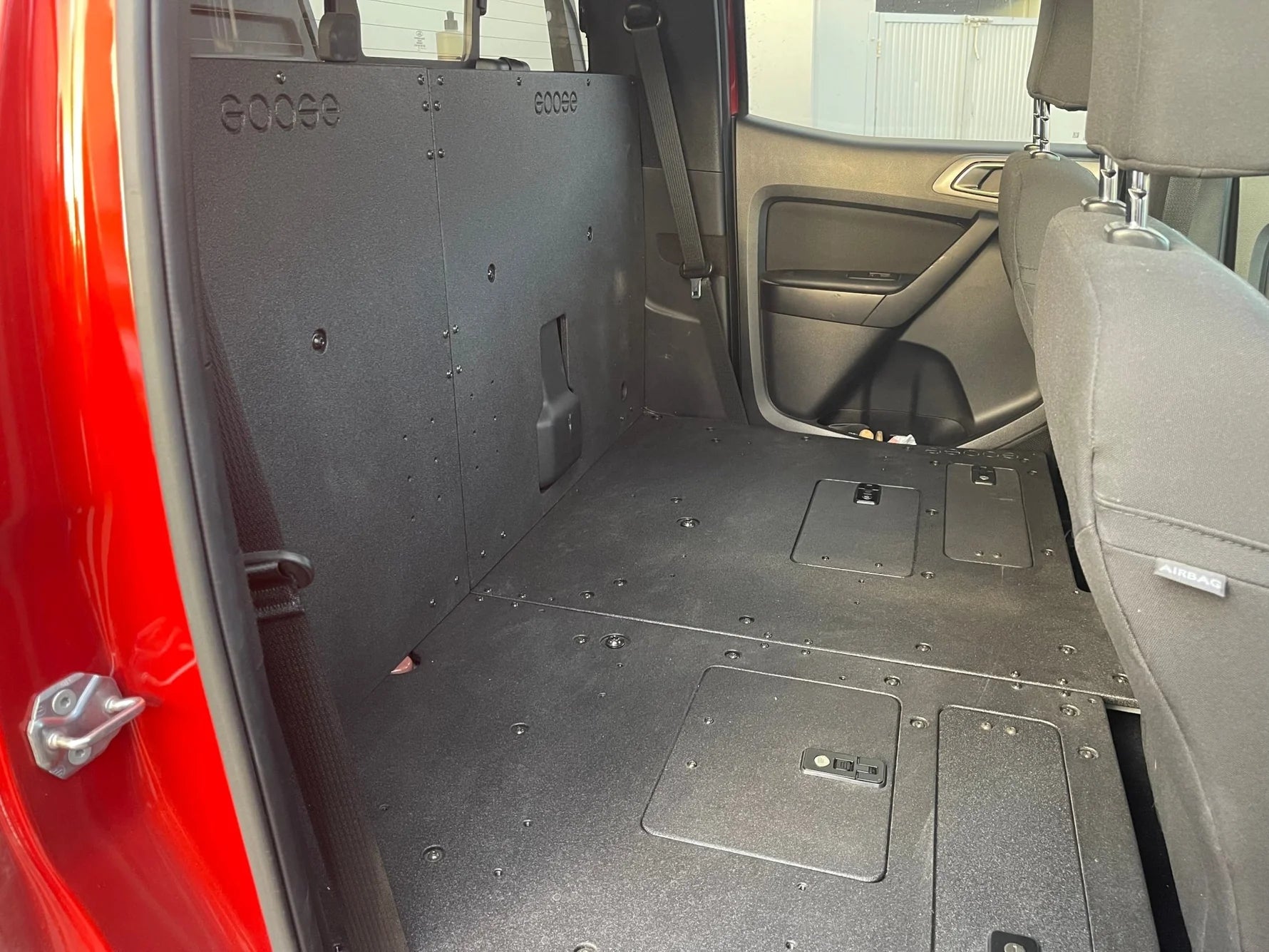 Ford Ranger 2019-2023 4th Gen. Super Crew - 100% Second Row Seat Delete Plate System Front View