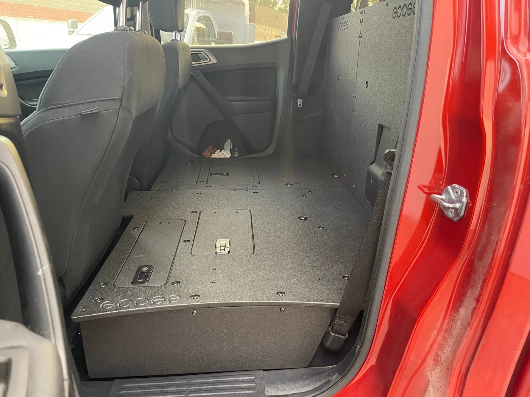Ford Ranger 2019-2023 4th Gen. Super Crew - 100% Second Row Seat Delete Plate System Front View