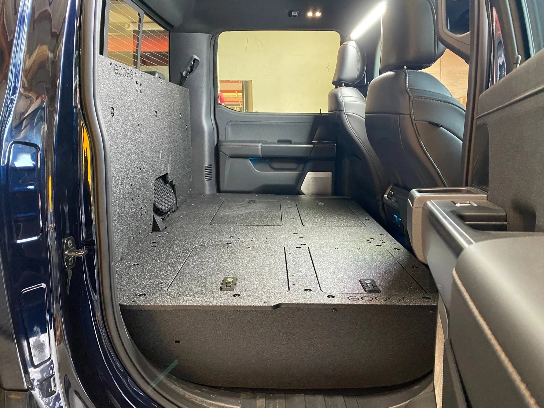 Ford Super Duty F250-F550 2017-Present 4th & 5th Gen. Crew Cab - Second Row Seat Delete Plate System Front View