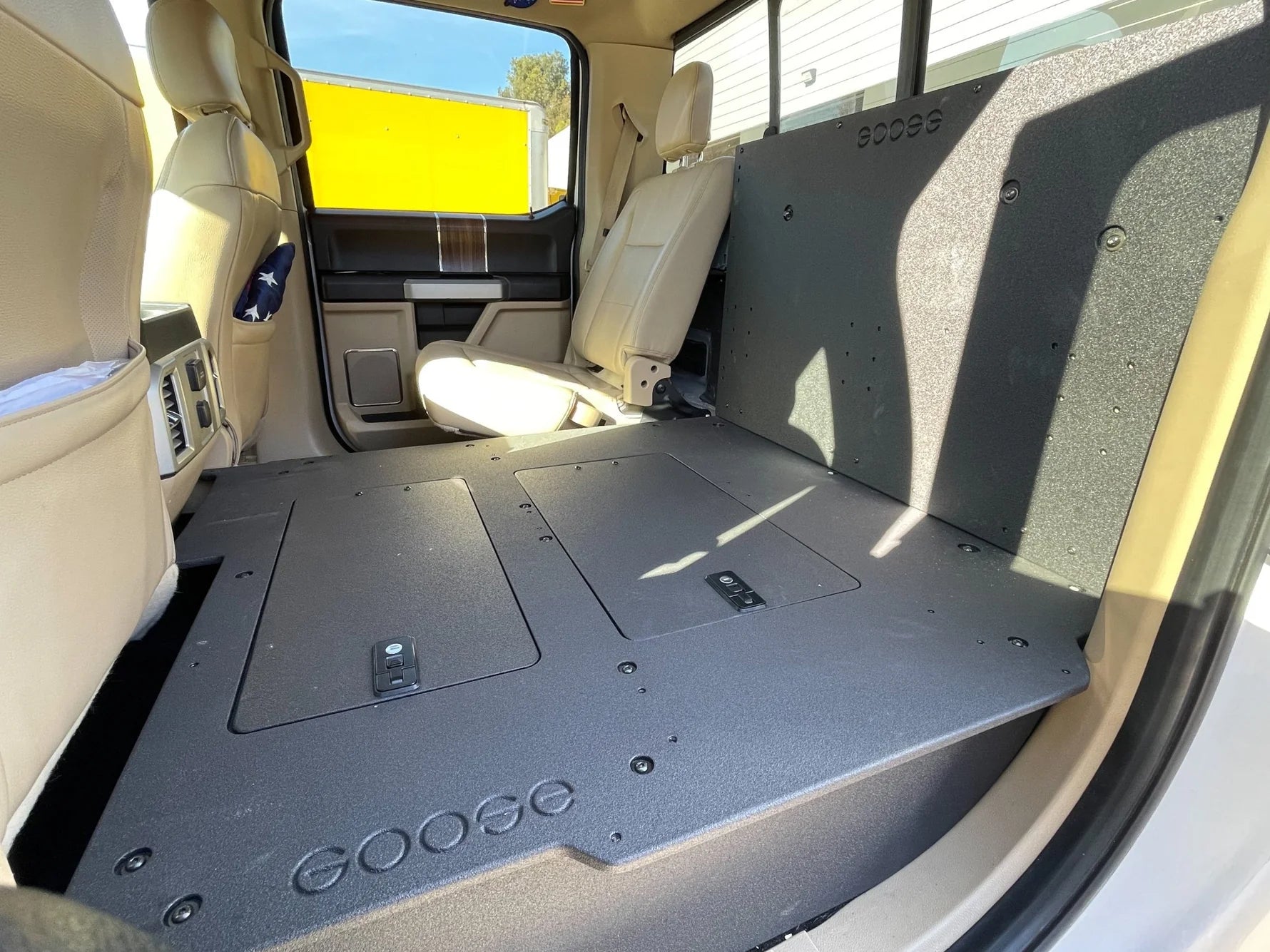 Ford Super Duty F250-F550 2017-Present 4th & 5th Gen. Crew Cab - Second Row Seat Delete Plate System Front View