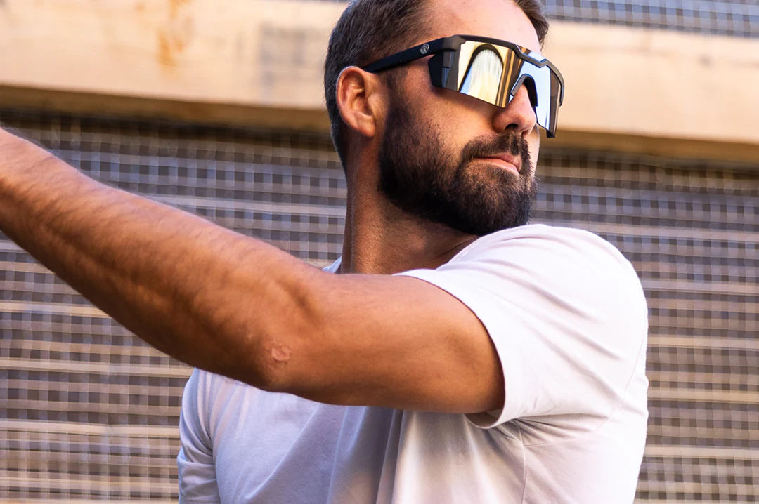 Future Tech | Black Frame - Silver Polarized Lens Front View