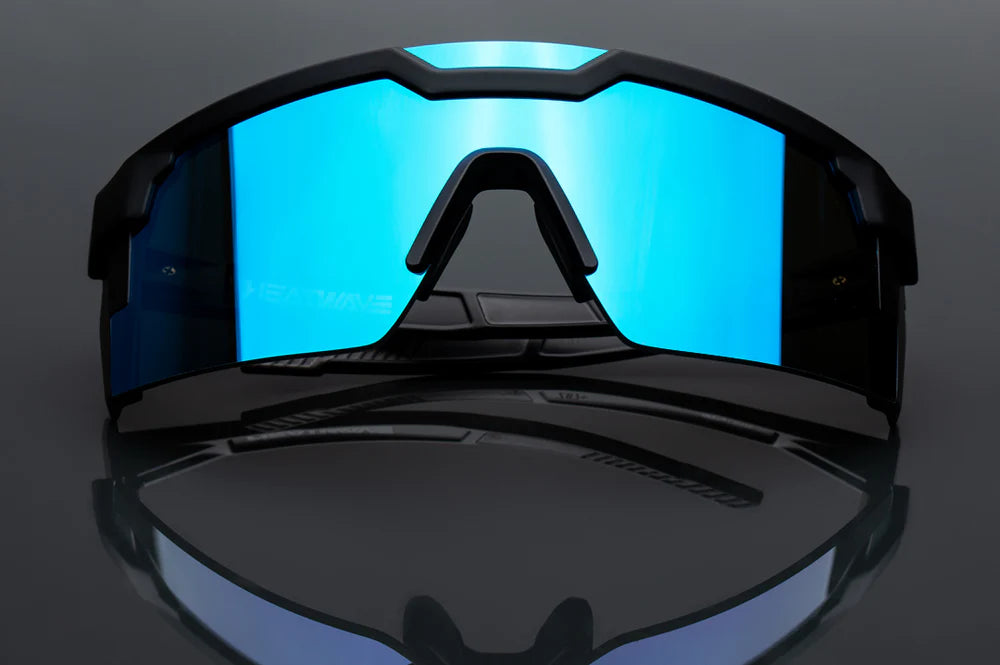 Future Tech | Black Frame - Galaxy Blue Polarized Lens Front View