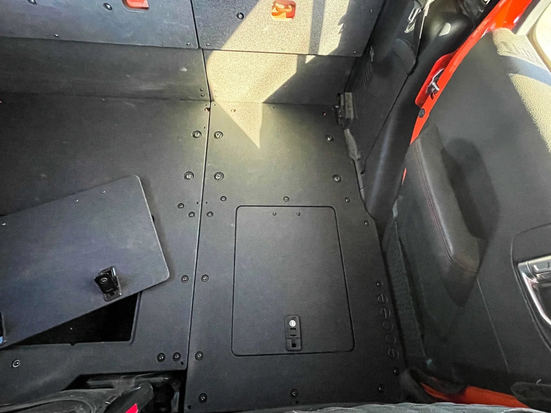 Jeep Gladiator 2019-Present JT 4 Door - Second Row Seat Delete Plate System - Extended Platform Front View