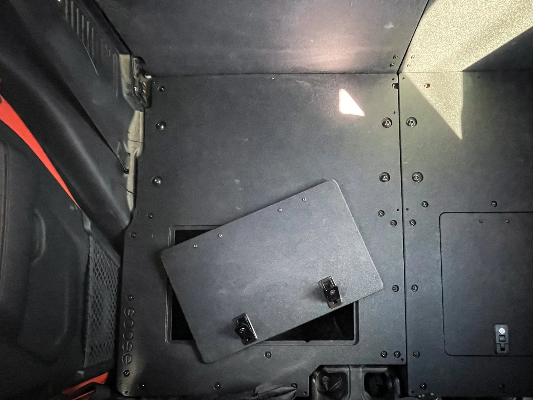 Jeep Gladiator 2019-Present JT 4 Door - Second Row Seat Delete Plate System - Extended Platform Front View