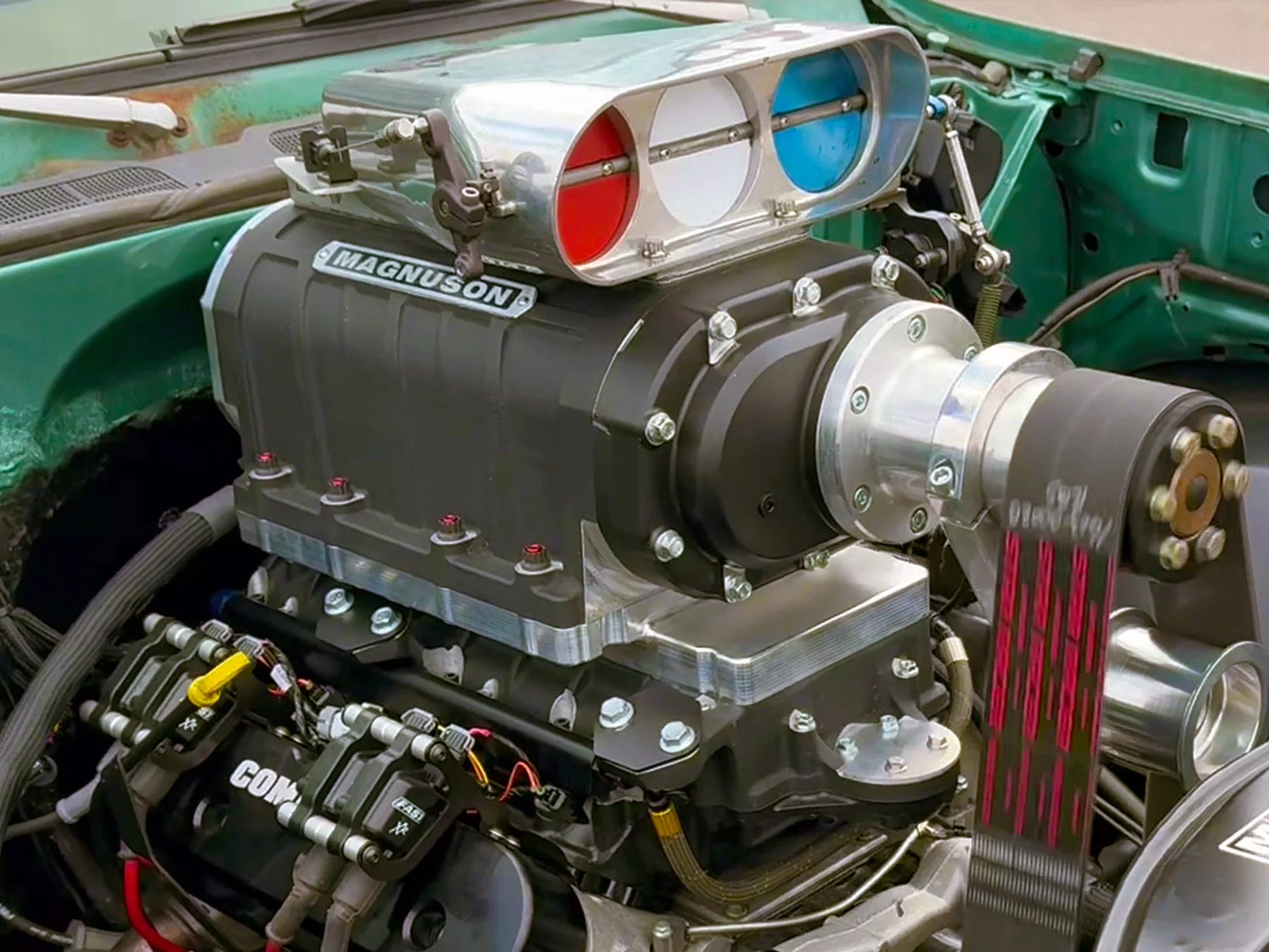 M.O.A.B. Mother of All Blowers TVS3100 Supercharger Front View