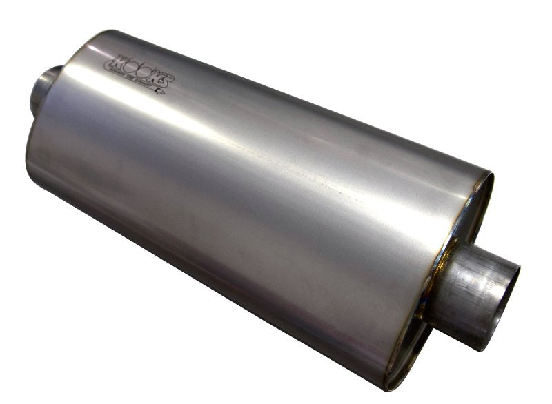 3" Oval Center/Center Muffler 18" Long Body. Polished Stainless Steel.