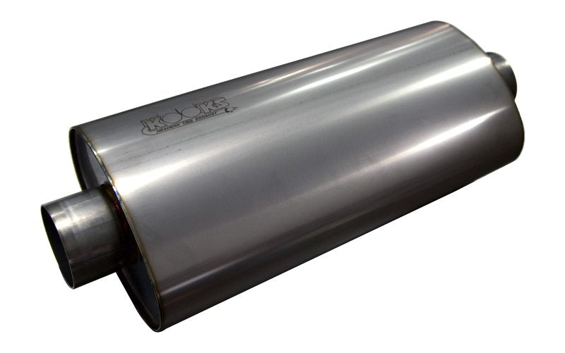 3" Oval Center/Center Muffler 18" Long Body. Polished Stainless Steel.