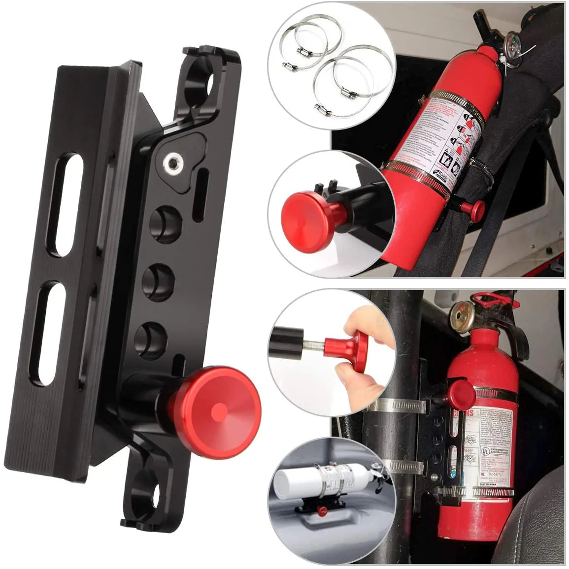 Fire Extinguisher Mount: 6061-T6 Billet Aluminum