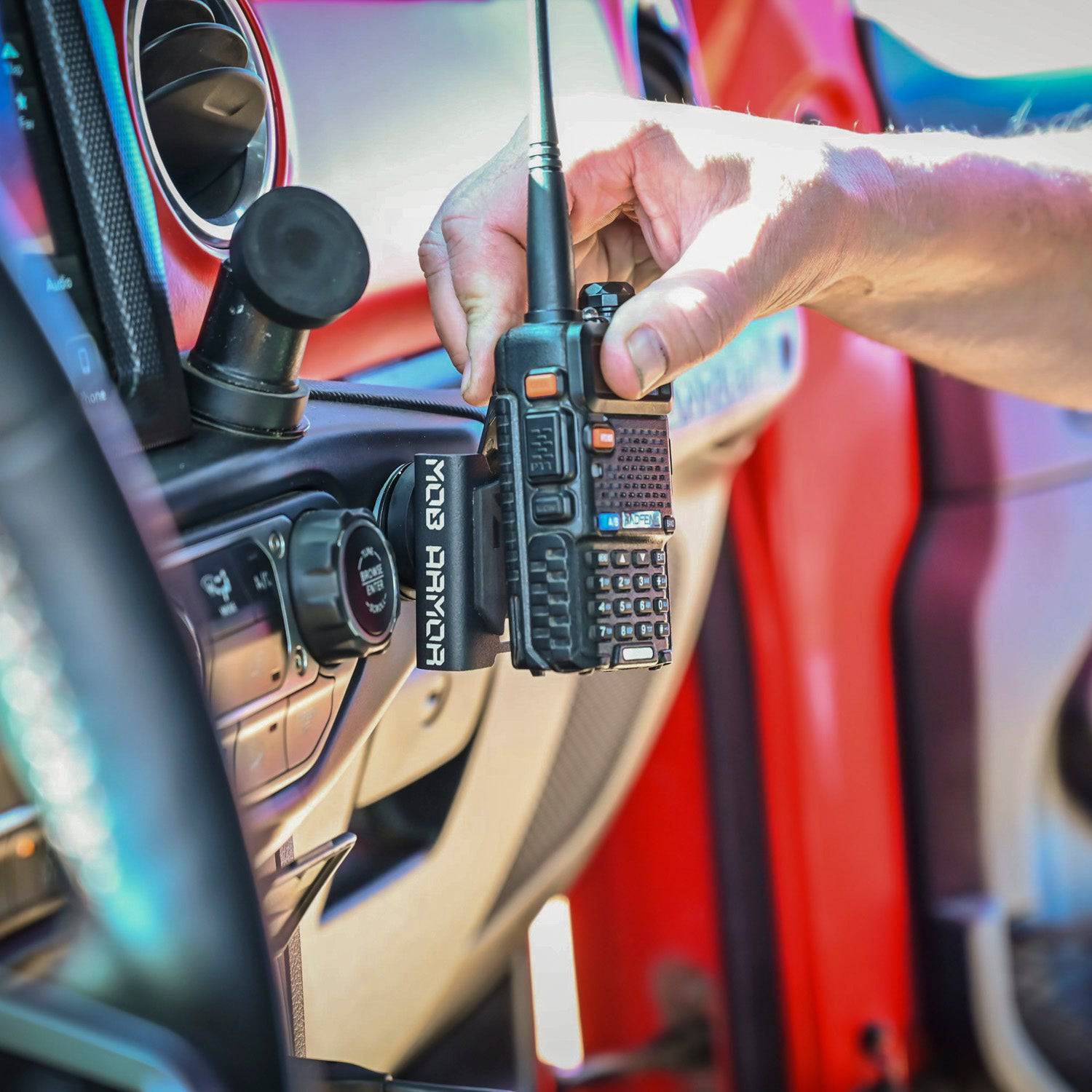 PCI Mob Armor Handheld Radio Mount Front View