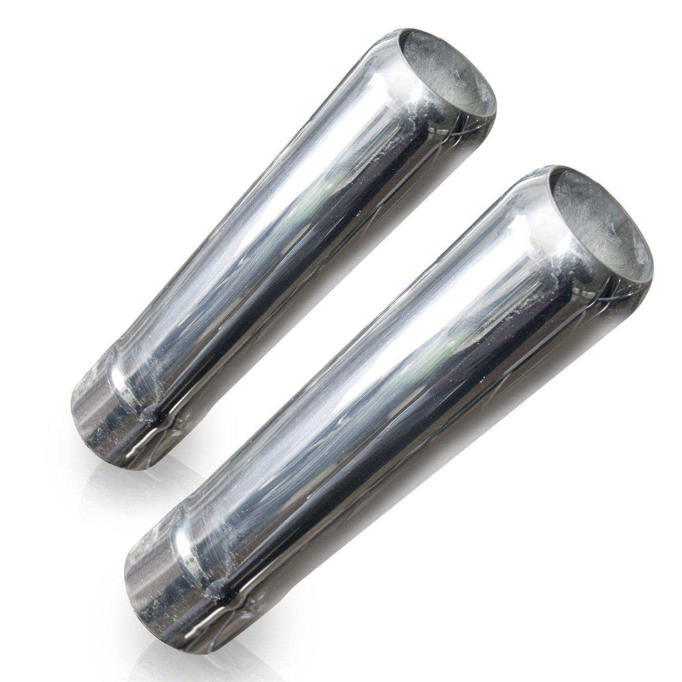 Pencil Style Polished Exhaust Tips 304 Stainless Steel Front View